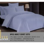 طقم مفرش فندقي 6 قطع 200x200 قطن VIP %100 (300 غرزة)